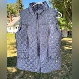 New Directions Shiny Silver Gray Fall Winter Vest Womens Small Zipper, Pockets